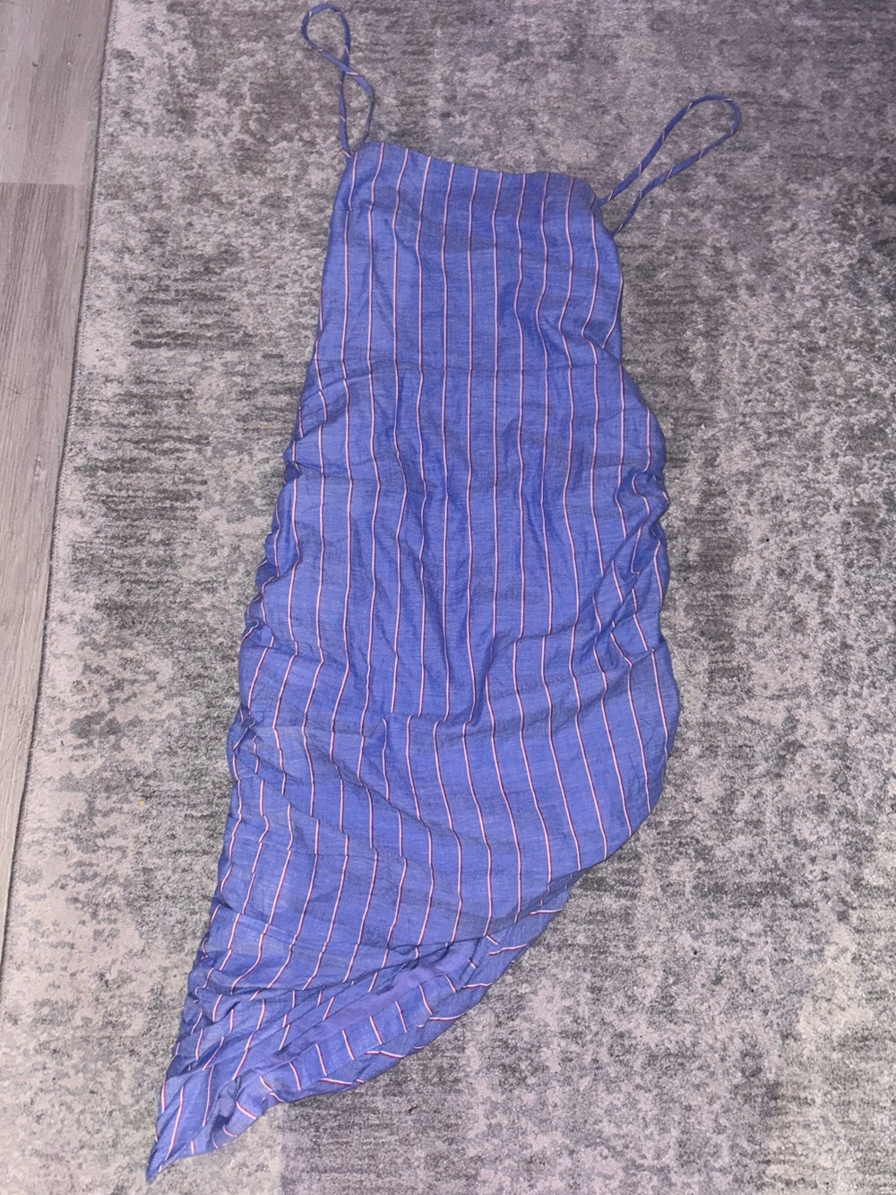 MAJORELLE Pinstripe Asymmetrical Bodycon Dress